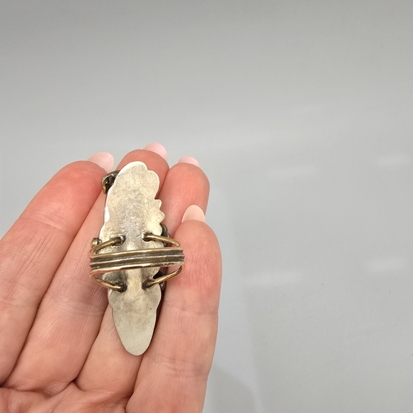 Vega Maddux Opal and enameled silver ring with swirls sz 8,5 - Picture 6 of 8